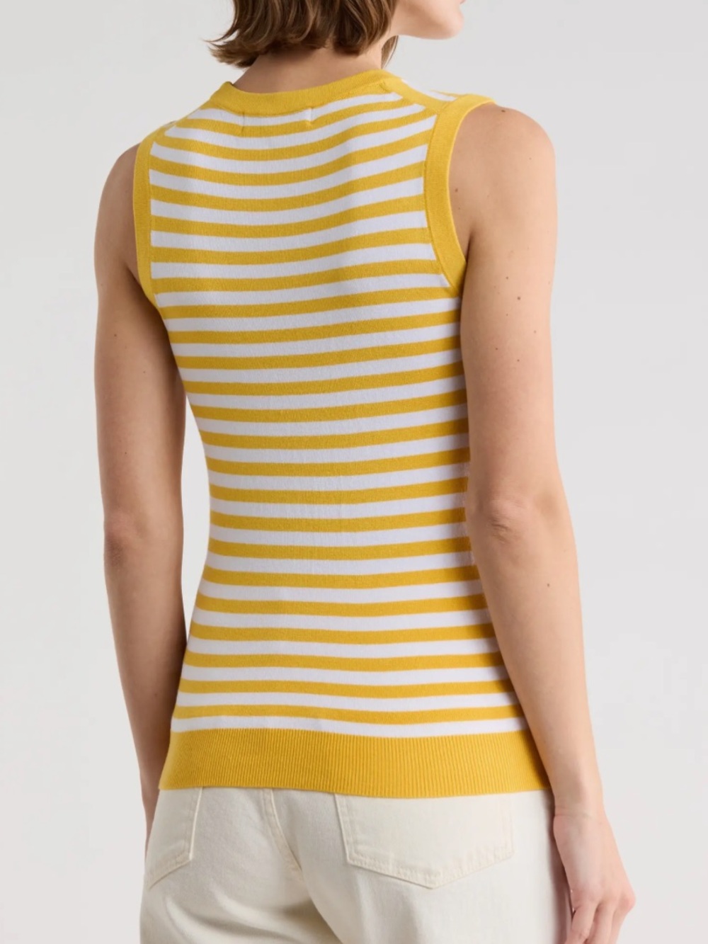 Yellow and White Striped Knit Sweater Tank - Picture 2 of 2